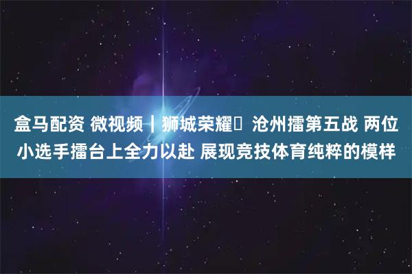 盒马配资 微视频｜狮城荣耀・沧州擂第五战 两位小选手擂台上全力以赴 展现竞技体育纯粹的模样