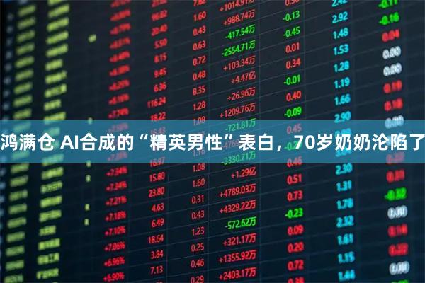 鸿满仓 AI合成的“精英男性”表白,70岁奶奶沦陷了